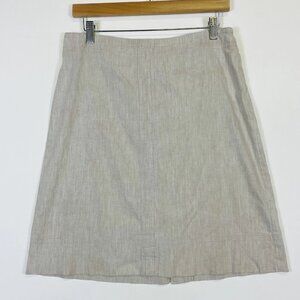 Nic + Zoe Beige Natural Linen Knee Length A-Line Basic Back Zipper Backless Dres
